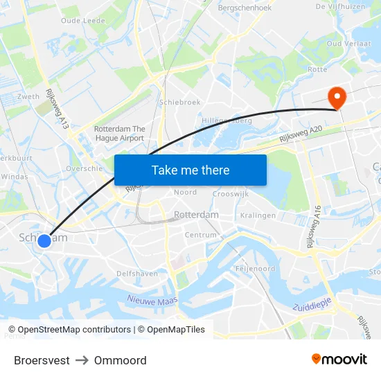 Broersvest to Ommoord map