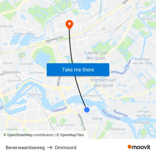 Beverwaardseweg to Ommoord map
