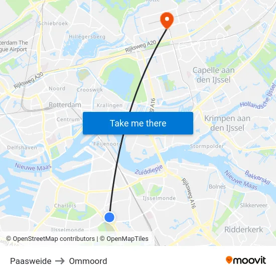 Paasweide to Ommoord map