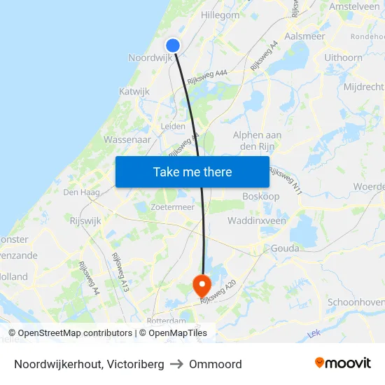 Noordwijkerhout, Victoriberg to Ommoord map