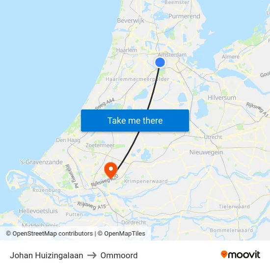 Johan Huizingalaan to Ommoord map