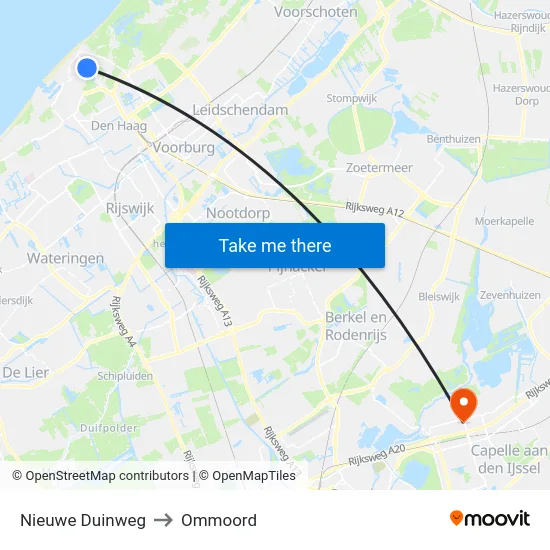 Nieuwe Duinweg to Ommoord map