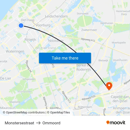 Monstersestraat to Ommoord map