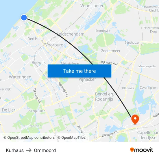 Kurhaus to Ommoord map
