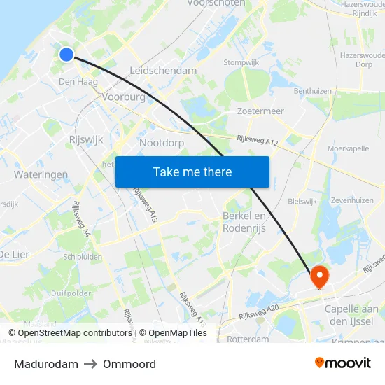 Madurodam to Ommoord map
