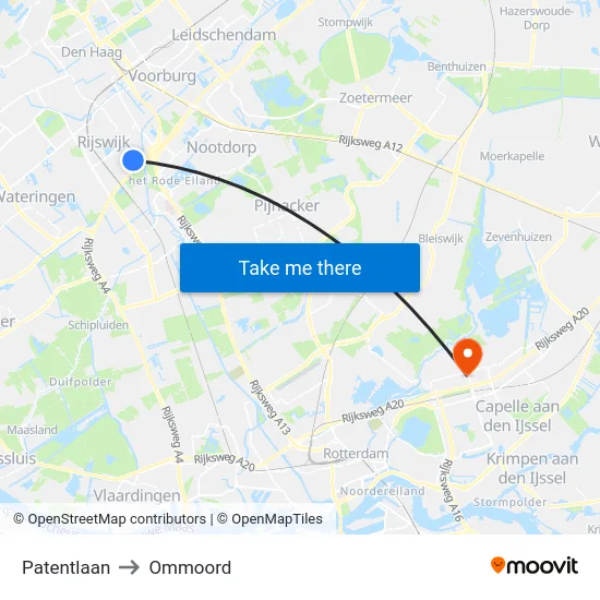 Patentlaan to Ommoord map