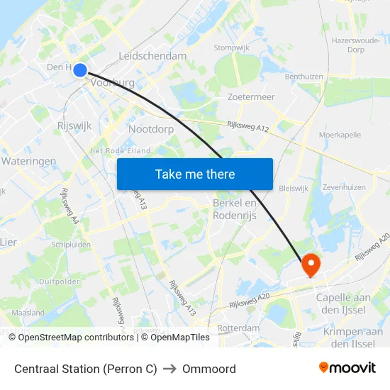Centraal Station (Perron C) to Ommoord map