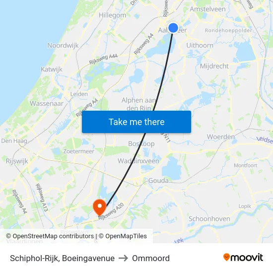 Schiphol-Rijk, Boeingavenue to Ommoord map