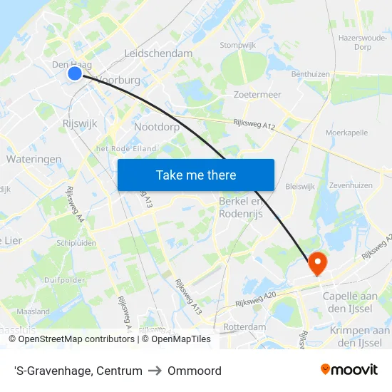 'S-Gravenhage, Centrum to Ommoord map