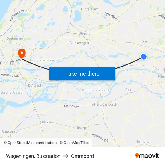 Wageningen, Busstation to Ommoord map