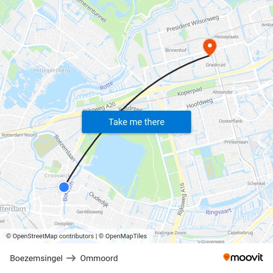 Boezemsingel to Ommoord map