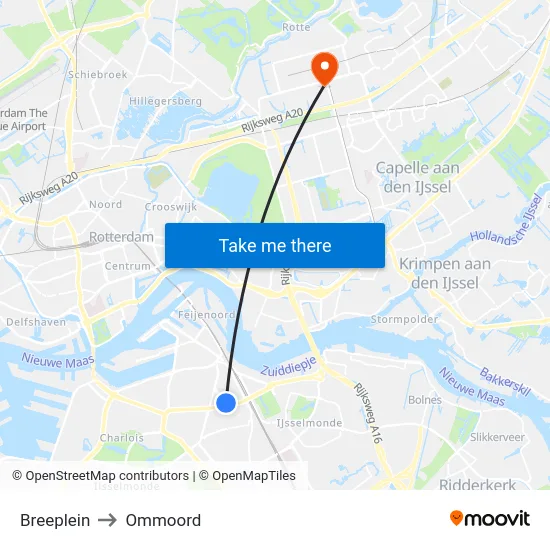 Breeplein to Ommoord map