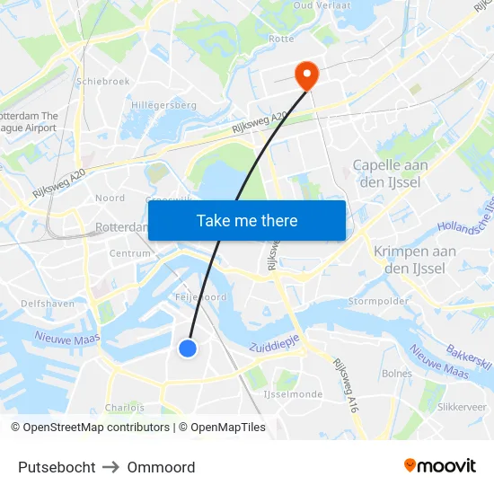 Putsebocht to Ommoord map