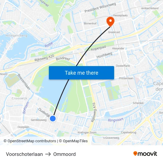 Voorschoterlaan to Ommoord map