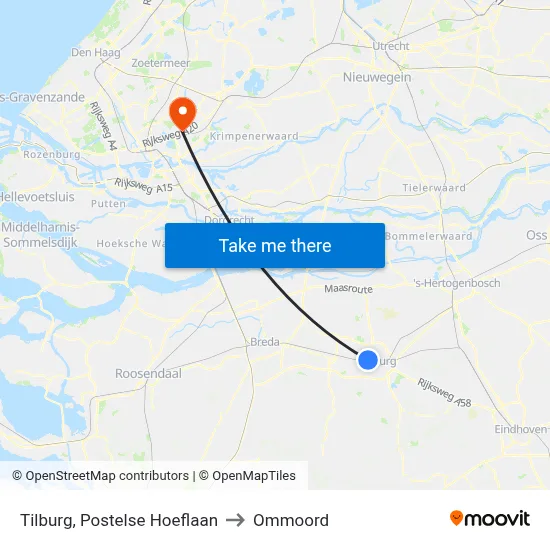 Tilburg, Postelse Hoeflaan to Ommoord map