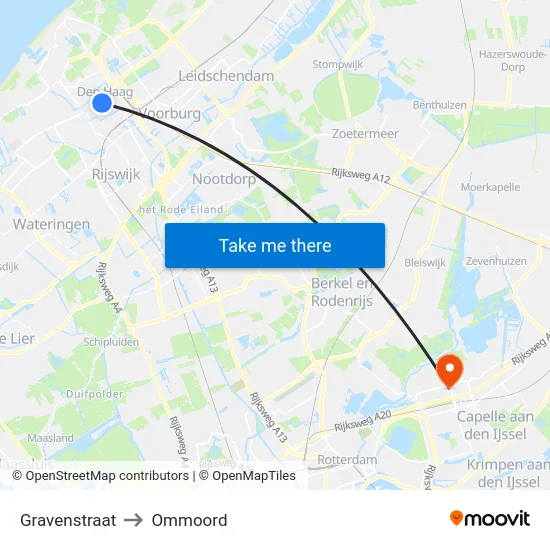 Gravenstraat to Ommoord map