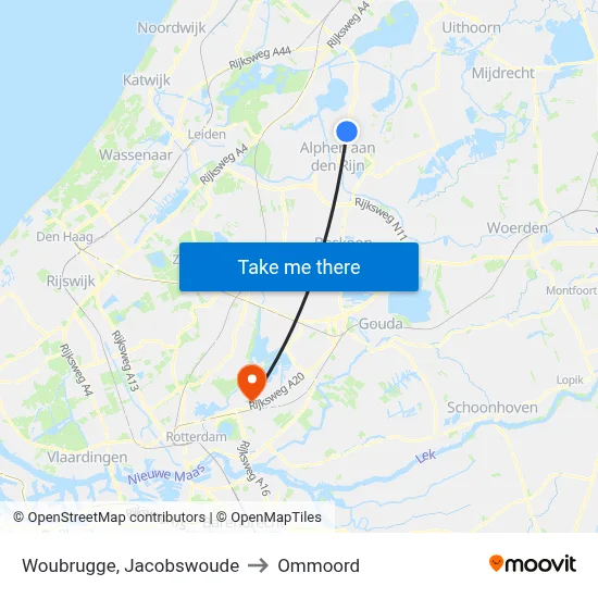 Woubrugge, Jacobswoude to Ommoord map
