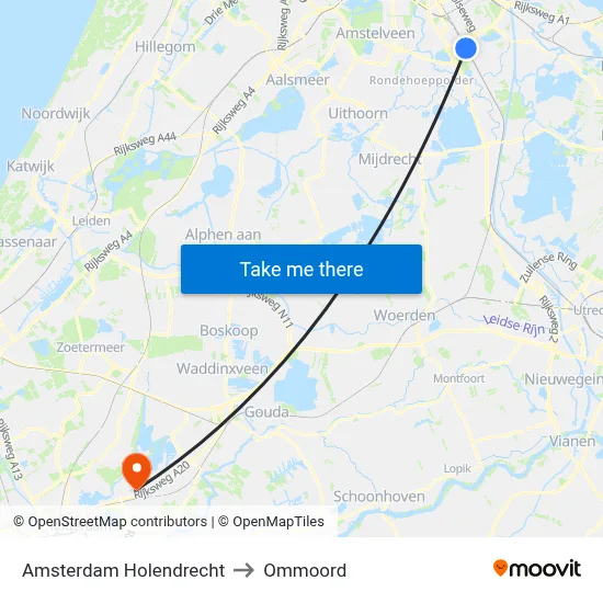 Amsterdam Holendrecht to Ommoord map