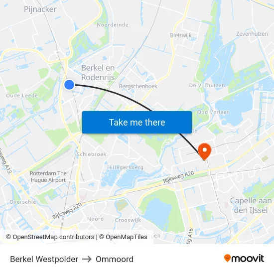 Berkel Westpolder to Ommoord map