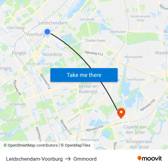 Leidschendam-Voorburg to Ommoord map