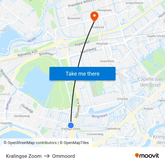 Kralingse Zoom to Ommoord map