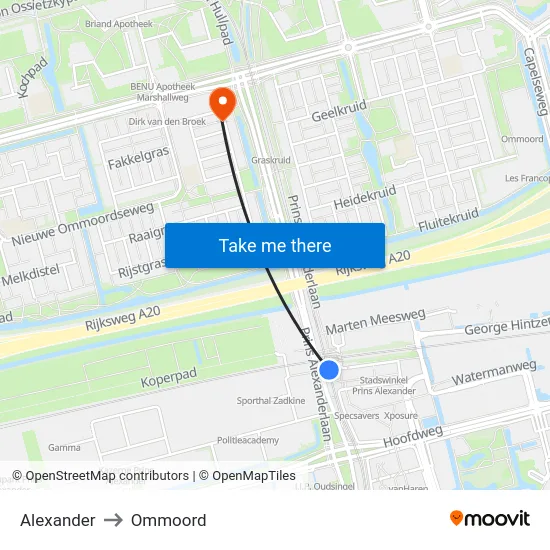 Alexander to Ommoord map