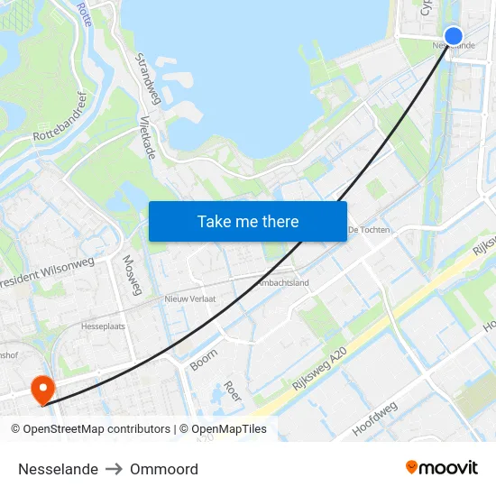 Nesselande to Ommoord map