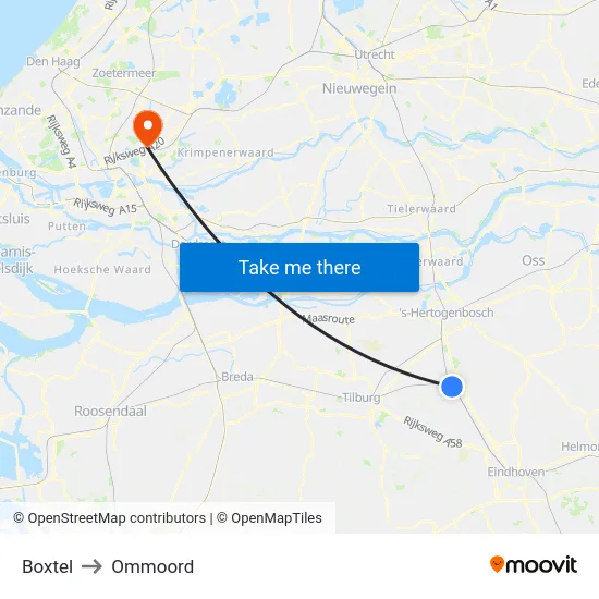 Boxtel to Ommoord map