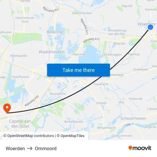 Woerden to Ommoord map