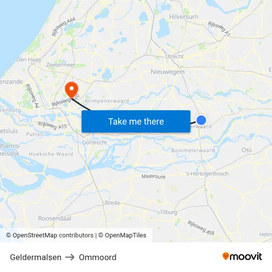 Geldermalsen to Ommoord map