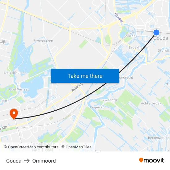Gouda to Ommoord map