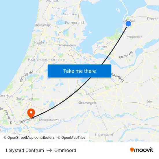 Lelystad Centrum to Ommoord map