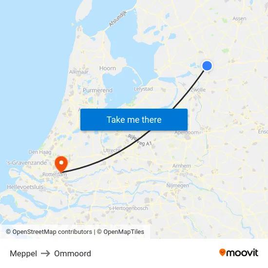Meppel to Ommoord map