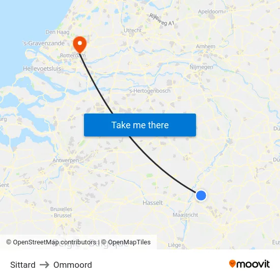 Sittard to Ommoord map
