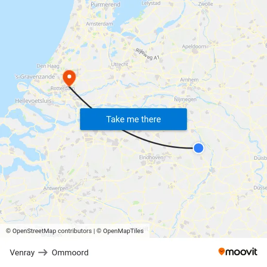 Venray to Ommoord map
