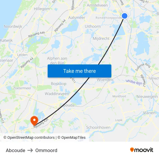 Abcoude to Ommoord map