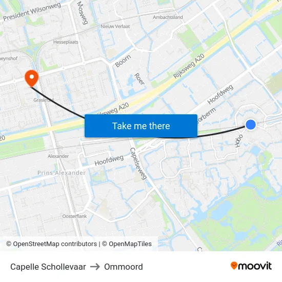 Capelle Schollevaar to Ommoord map