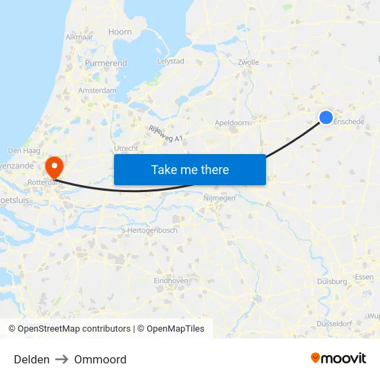 Delden to Ommoord map