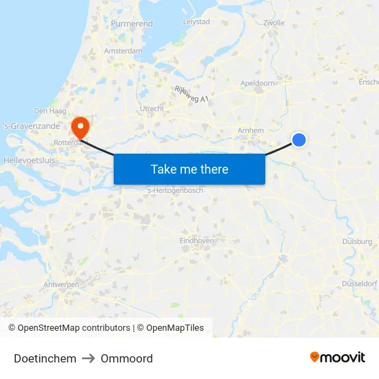 Doetinchem to Ommoord map