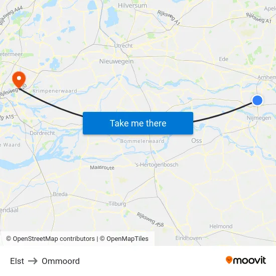 Elst to Ommoord map