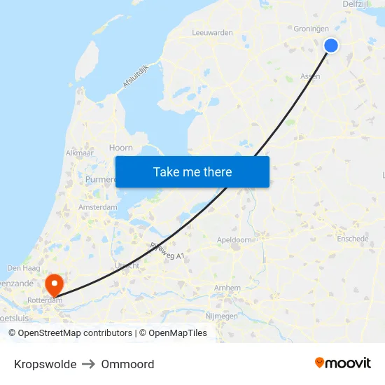 Kropswolde to Ommoord map