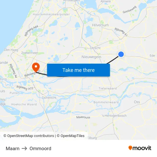Maarn to Ommoord map