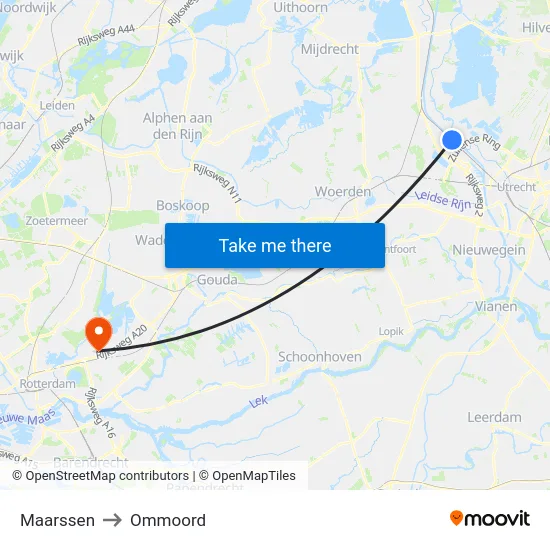 Maarssen to Ommoord map