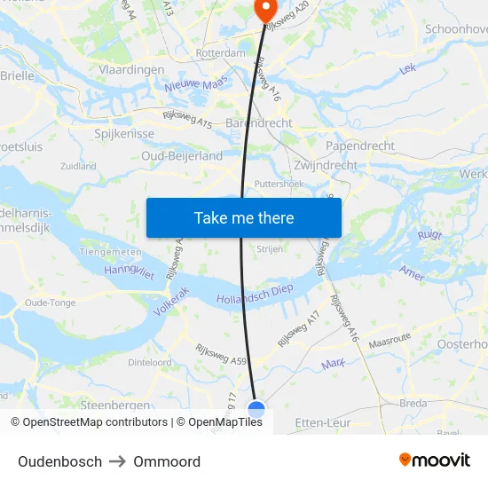 Oudenbosch to Ommoord map