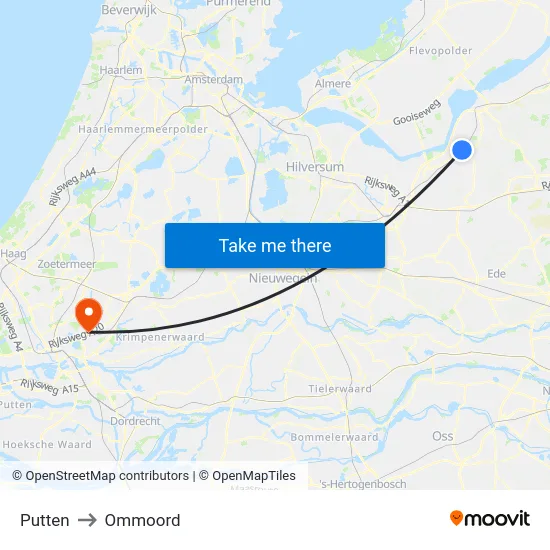 Putten to Ommoord map