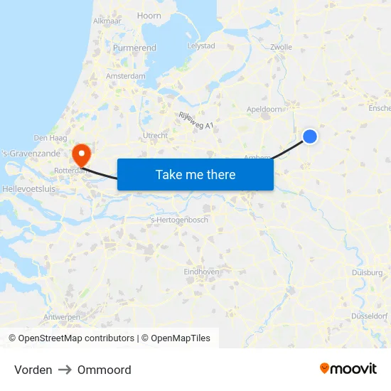Vorden to Ommoord map