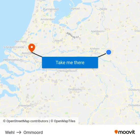 Wehl to Ommoord map