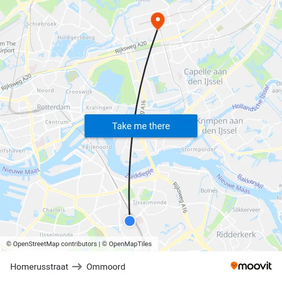 Homerusstraat to Ommoord map