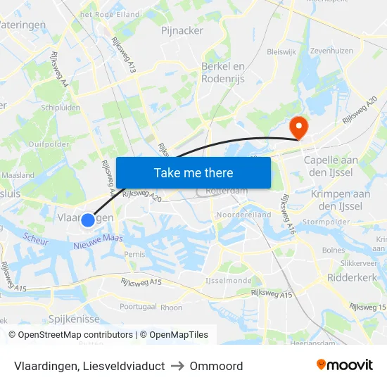 Vlaardingen, Liesveldviaduct to Ommoord map