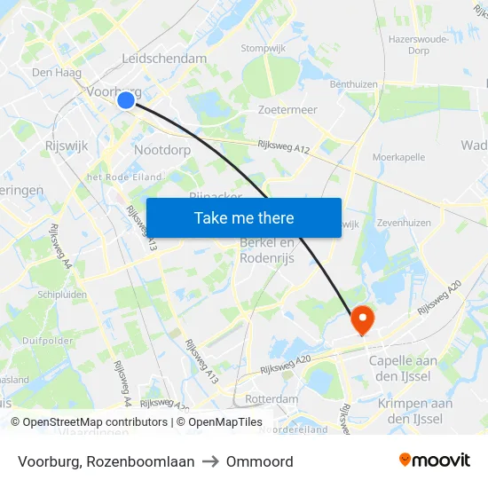 Voorburg, Rozenboomlaan to Ommoord map